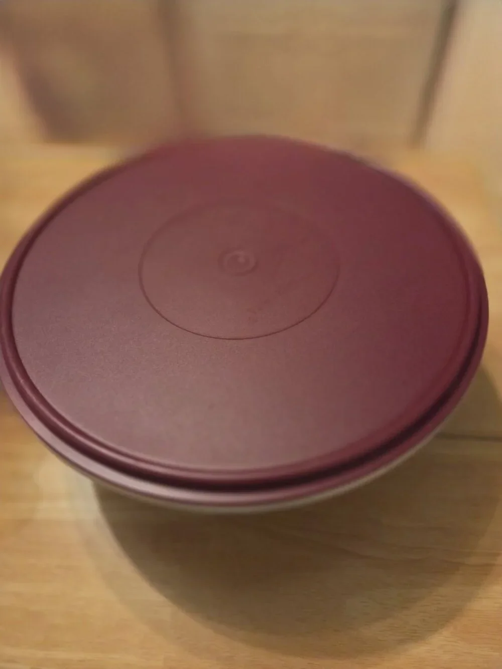 Tupperware Clear Large Mixing Bowl w/Limited Edition Maroon Lid 274-12